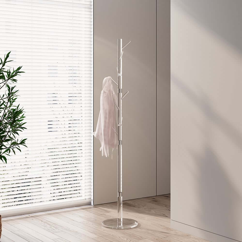 Modern Clear Acrylic Freestanding Coat Rack with 8 Hooks