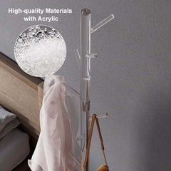 Modern Clear Acrylic Freestanding Coat Rack with 8 Hooks