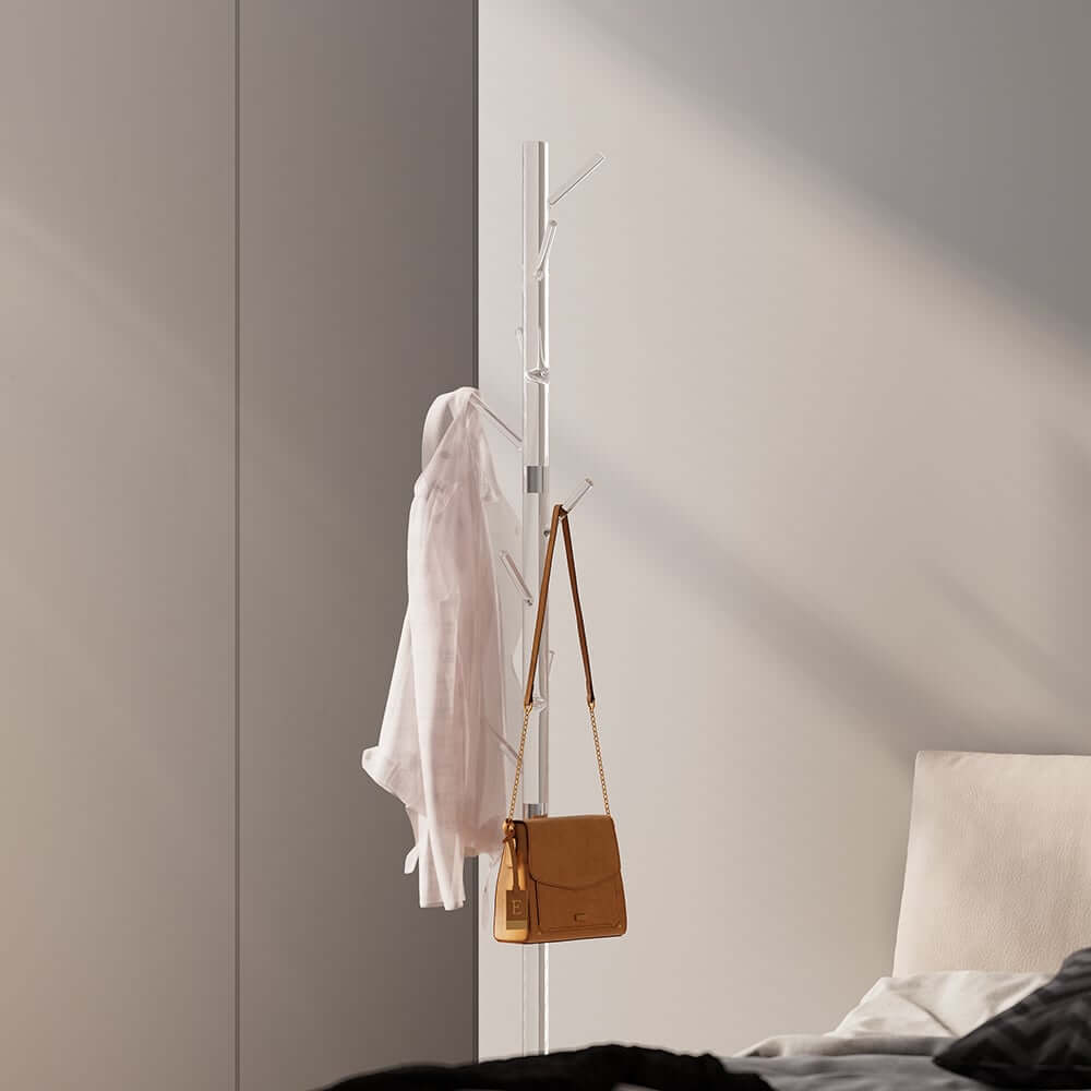 Modern Clear Acrylic Freestanding Coat Rack with 8 Hooks