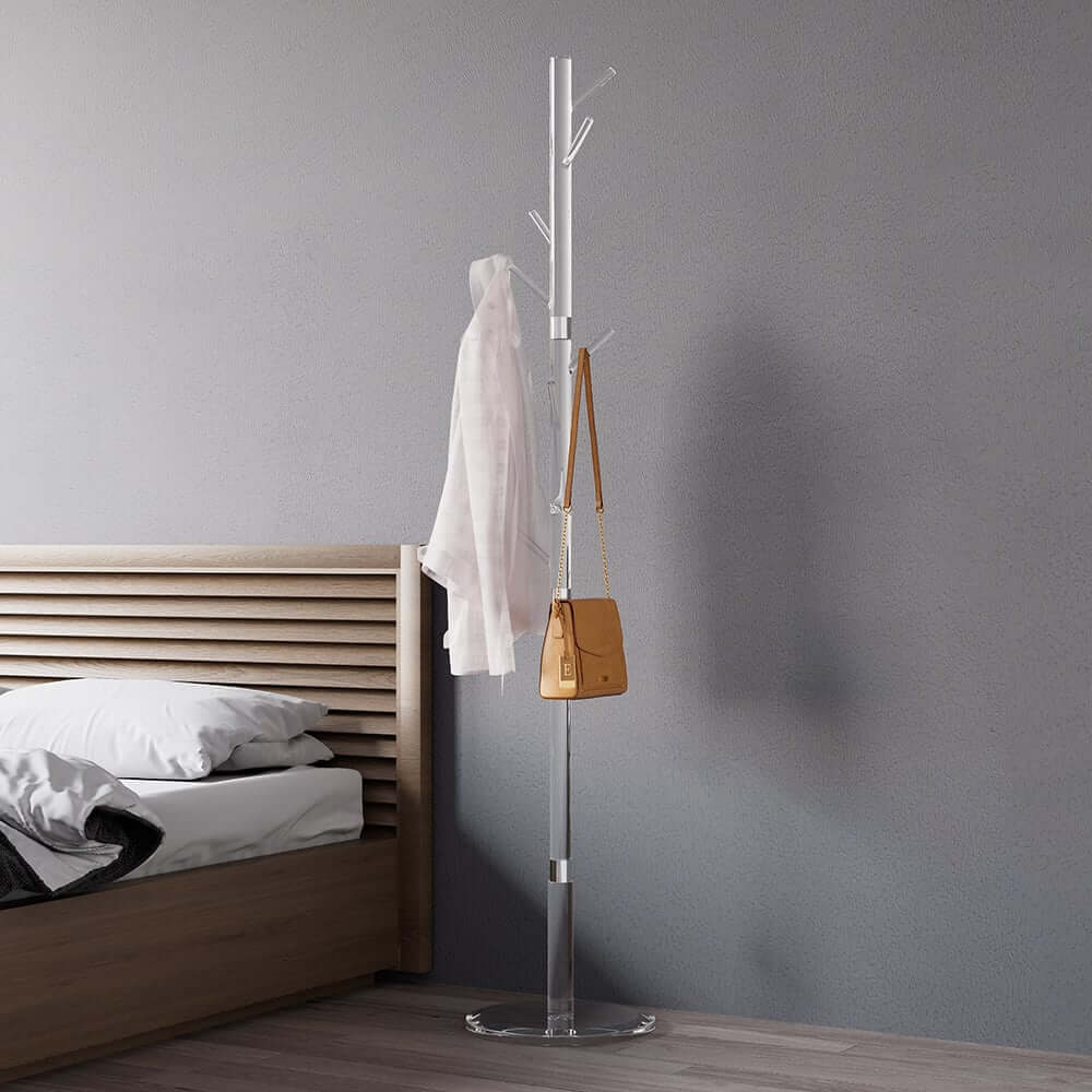 Modern Clear Acrylic Freestanding Coat Rack with 8 Hooks Main Product Image