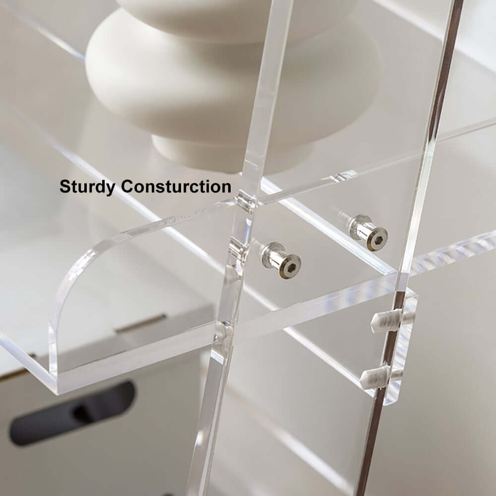 Modern Clear Acrylic Ladder Bookshelf - 4 Open Shelves, Minimalist Design