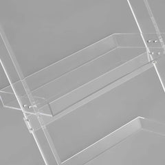 Modern Clear Acrylic Ladder Bookshelf - 4 Open Shelves, Minimalist Design