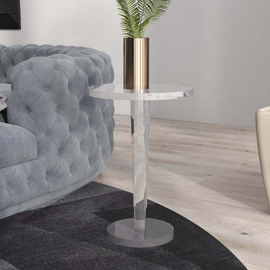 Modern Clear Acrylic Round Pedestal End Table