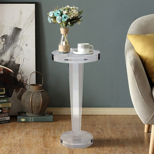 Modern Clear Acrylic Round Pedestal End Table Main Product Image