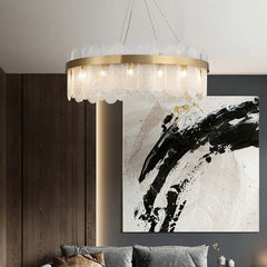 Modern Clear Glass Chandelier with 10 Lights and Adjustable Height