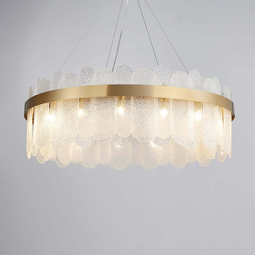 Modern Clear Glass Chandelier with 10 Lights and Adjustable Height