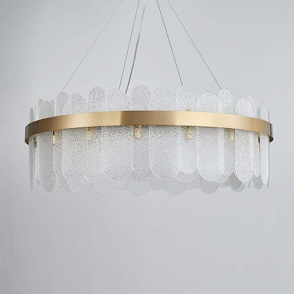 Modern Clear Glass Chandelier with 10 Lights and Adjustable Height