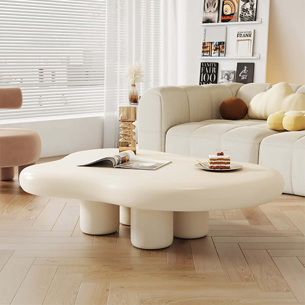 Modern Cloud-Shaped Coffee Table, Engineered Wood, White