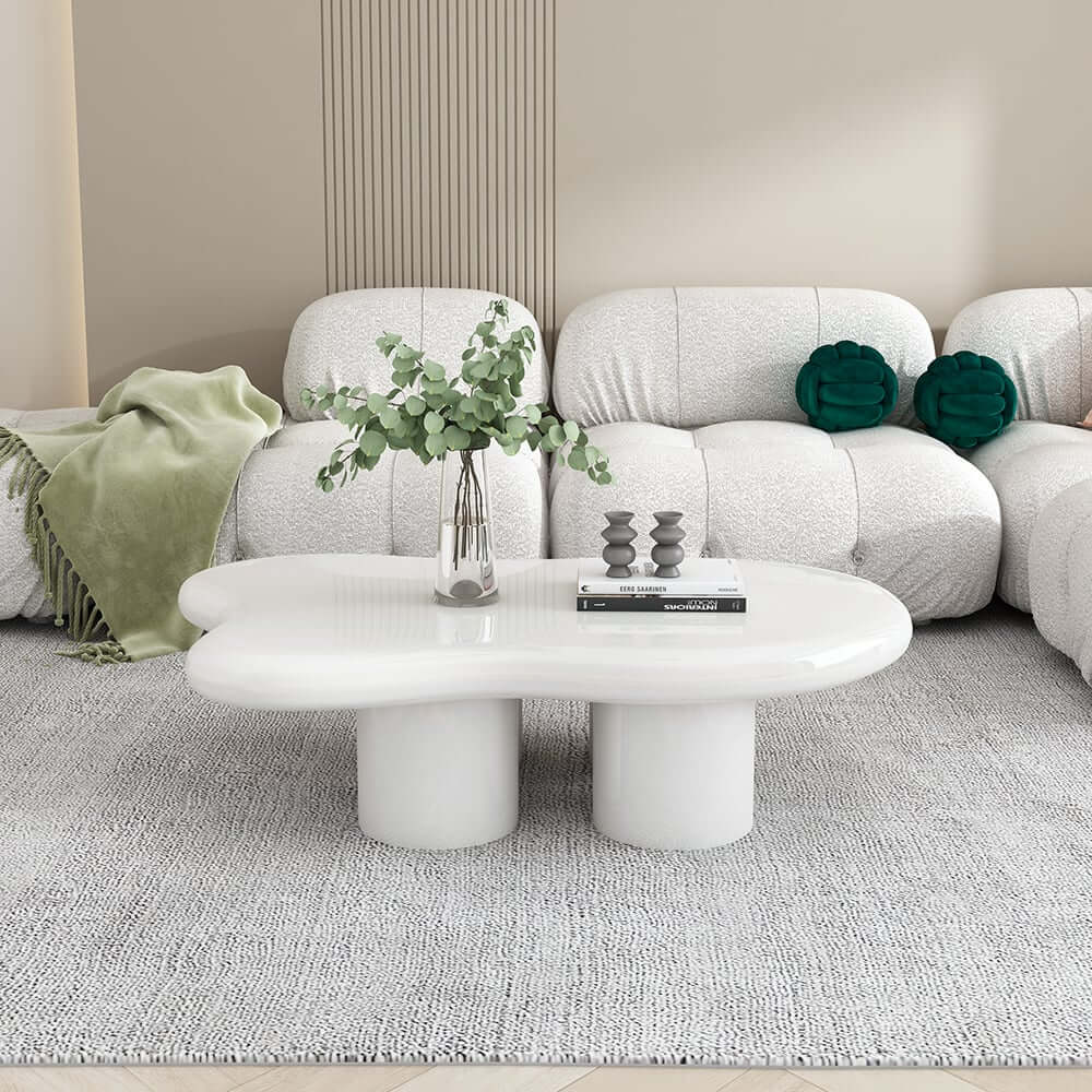 Modern Cloud-Shaped Coffee Table, Engineered Wood, White