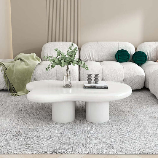 Modern Cloud-Shaped Coffee Table, Engineered Wood, White