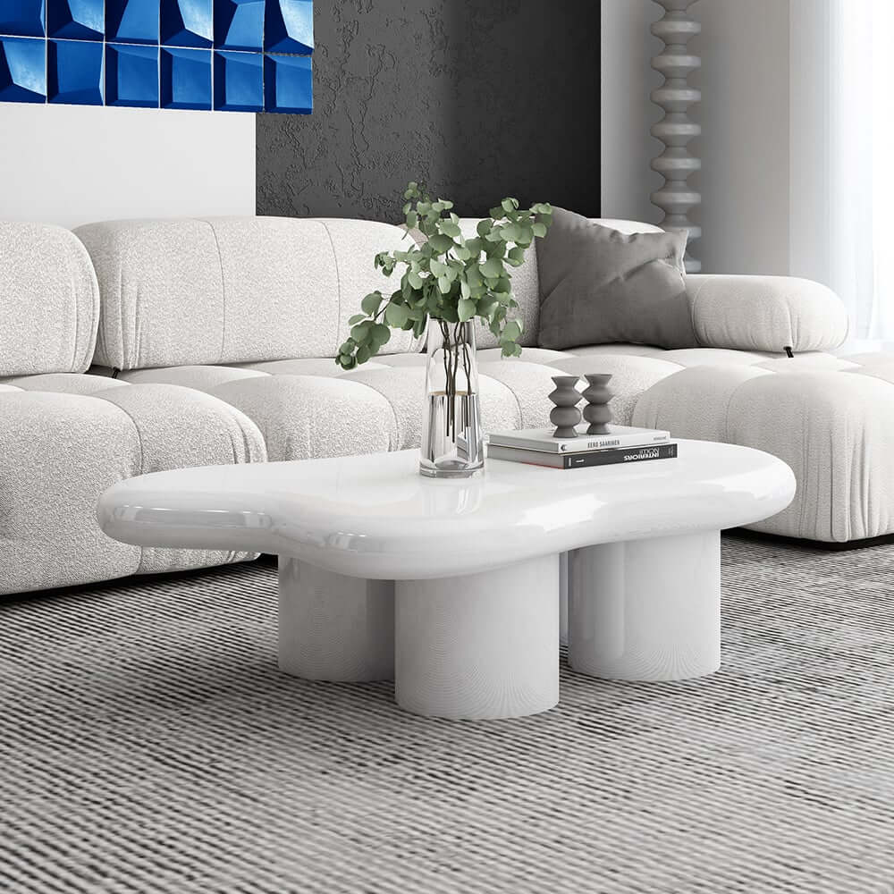 Modern Cloud-Shaped Coffee Table, Engineered Wood, White