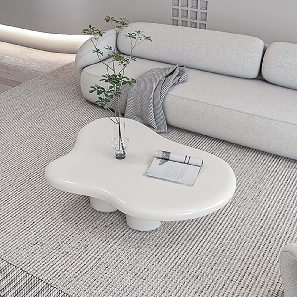 Modern Cloud-Shaped Coffee Table, Engineered Wood, White