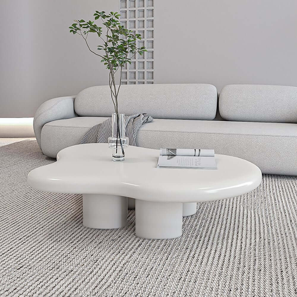 Modern Cloud-Shaped Coffee Table, Engineered Wood, White