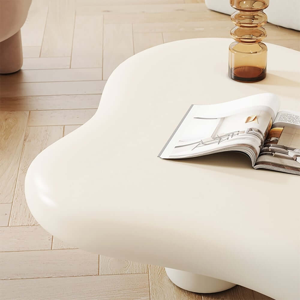 Modern Cloud-Shaped Coffee Table, Engineered Wood, White