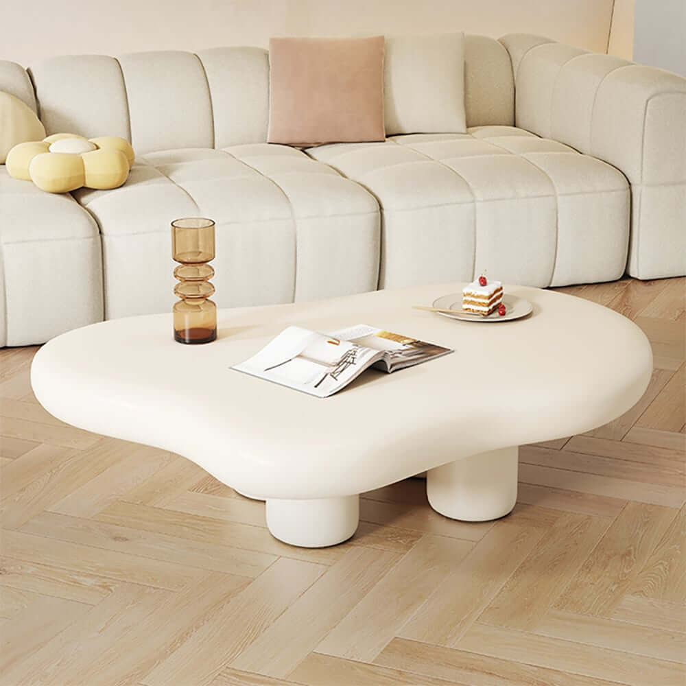 Modern Cloud-Shaped Coffee Table, Engineered Wood, White