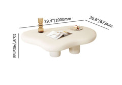 Modern Cloud-Shaped Coffee Table, Engineered Wood, White Dimensions