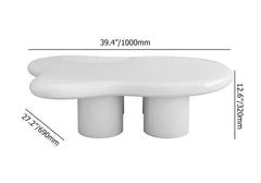 Modern Cloud-Shaped Coffee Table, Engineered Wood, White Dimensions