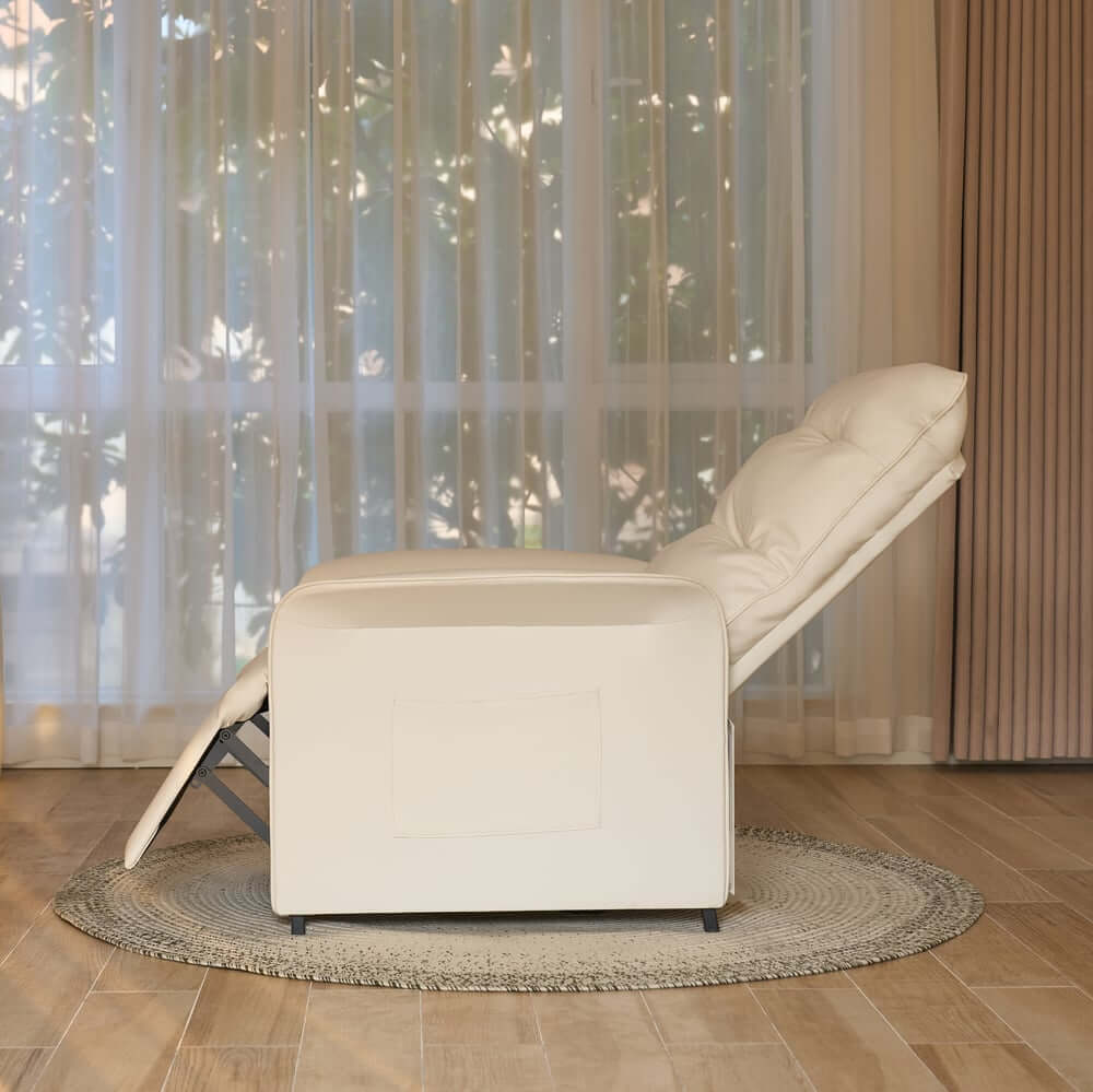 Modern Convertible Chair With Rolled Arms And Side Storage