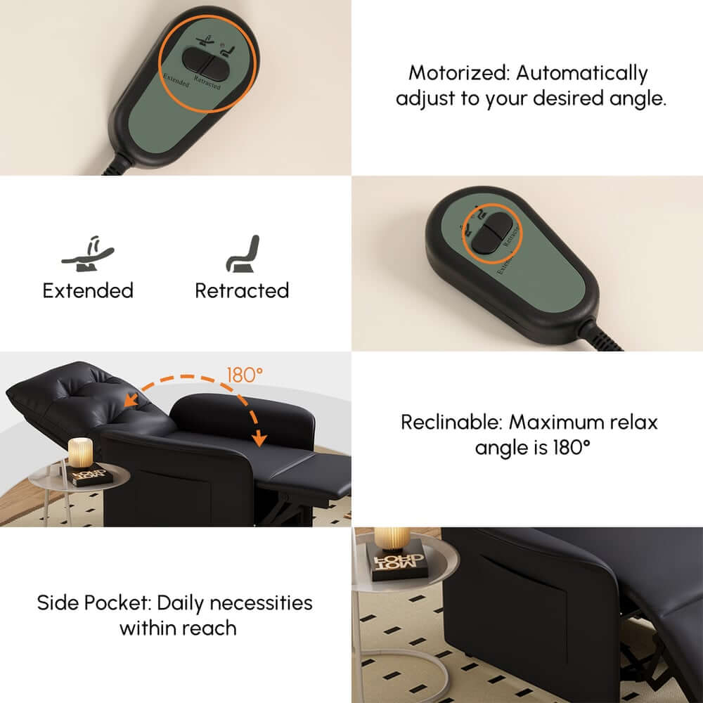 Modern Convertible Chair With Rolled Arms And Side Storage