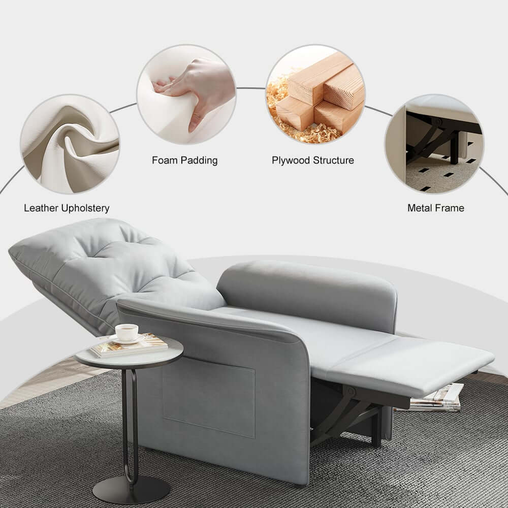 Modern Convertible Chair With Rolled Arms And Side Storage