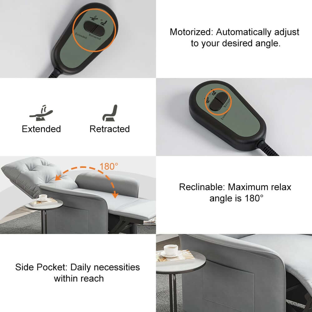 Modern Convertible Chair With Rolled Arms And Side Storage