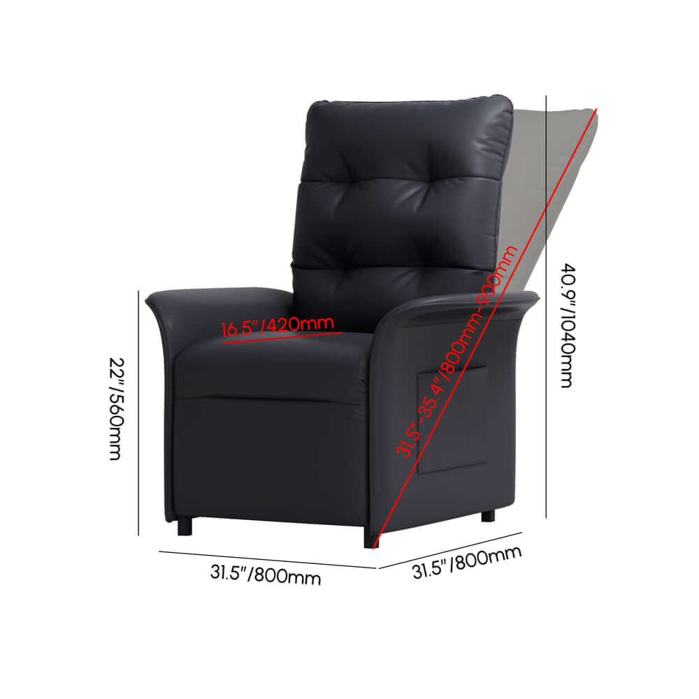 Modern Convertible Chair With Rolled Arms And Side Storage Dimensions