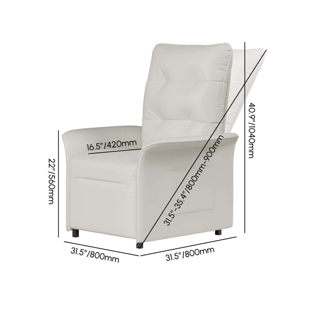 Modern Convertible Chair With Rolled Arms And Side Storage Dimensions