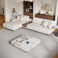 Modern Corner Sectional Sofa Set with Ottoman & Coffee Table