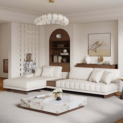 Modern Corner Sectional Sofa Set with Ottoman & Coffee Table