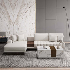 Modern Corner Sectional Sofa Set with Ottoman & Coffee Table