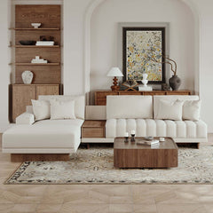 Modern Corner Sectional Sofa Set with Ottoman & Coffee Table