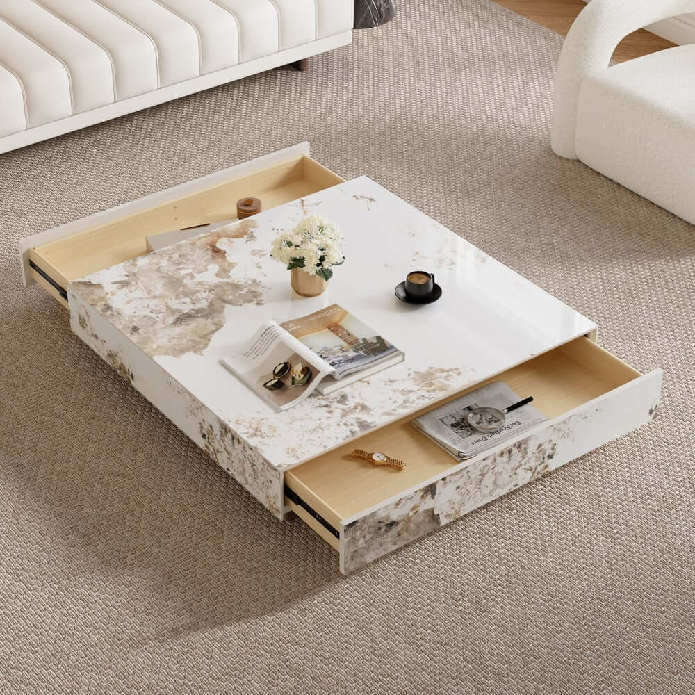 Modern Corner Sectional Sofa Set with Ottoman & Coffee Table