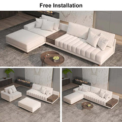 Modern Corner Sectional Sofa Set with Ottoman & Coffee Table