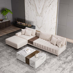 Modern Corner Sectional Sofa Set with Ottoman & Coffee Table