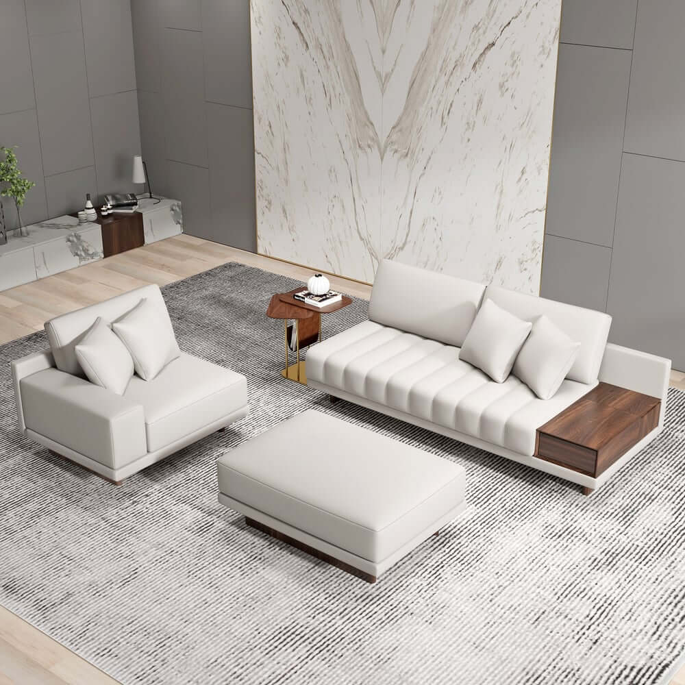 Modern Corner Sectional Sofa Set with Ottoman & Coffee Table