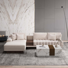 Modern Corner Sectional Sofa Set with Ottoman & Coffee Table