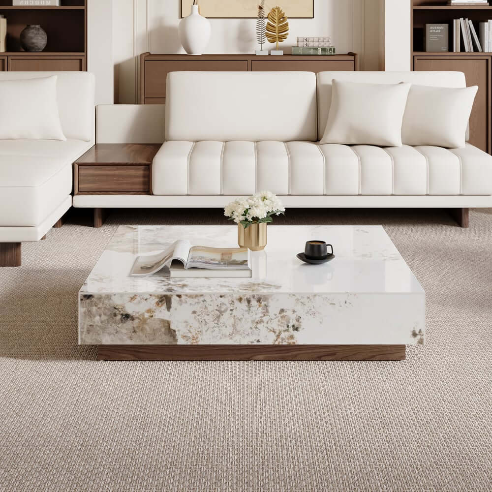 Modern Corner Sectional Sofa Set with Ottoman & Coffee Table