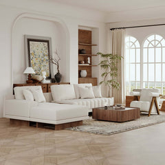 Modern Corner Sectional Sofa Set with Ottoman & Coffee Table