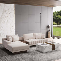 Modern Corner Sectional Sofa Set with Ottoman & Coffee Table