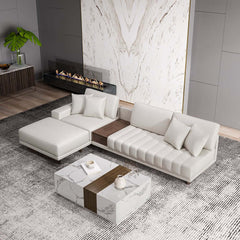 Modern Corner Sectional Sofa Set with Ottoman & Coffee Table