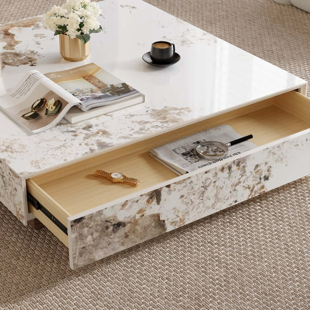 Modern Corner Sectional Sofa Set with Ottoman & Coffee Table