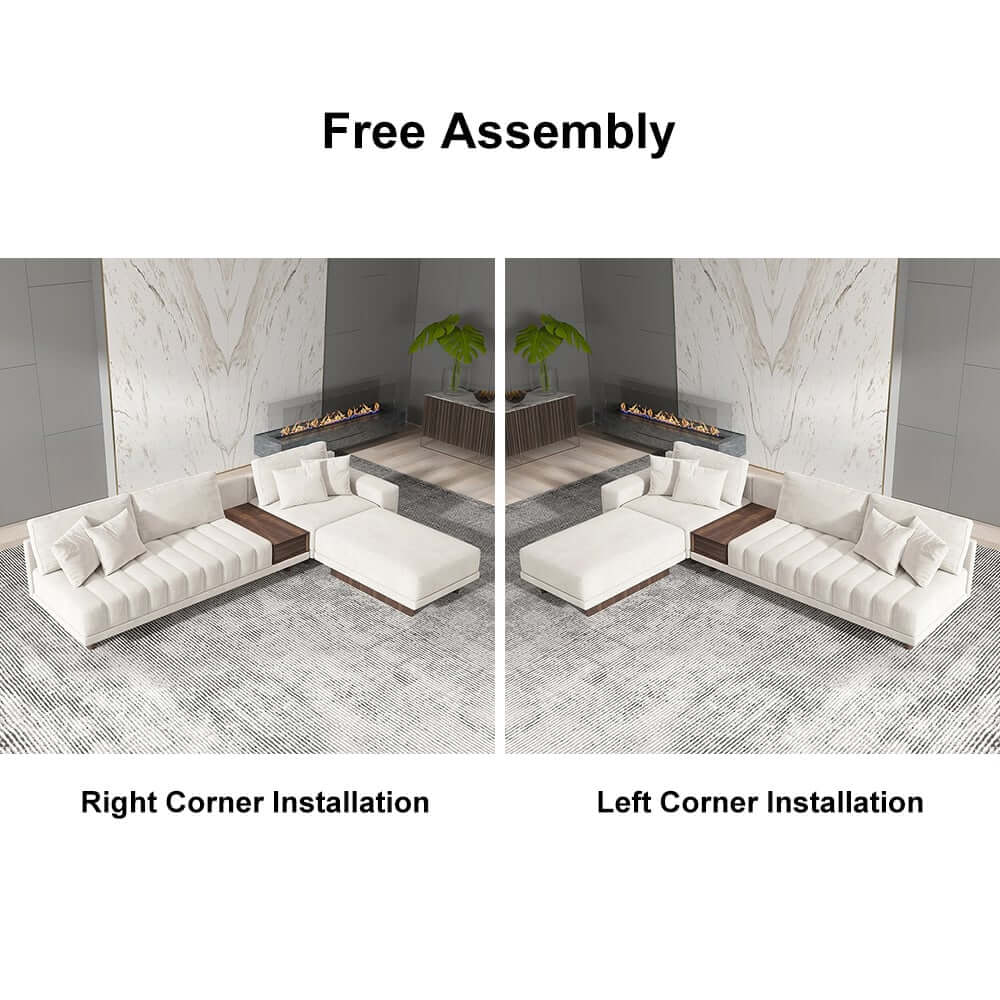 Modern Corner Sectional Sofa Set with Ottoman & Coffee Table