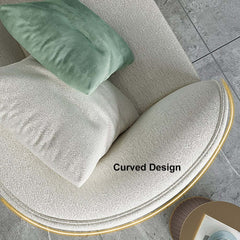 Modern Curved Boucle Sectional Sofa with Gold Metal Legs