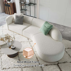 Modern Curved Boucle Sectional Sofa with Gold Metal Legs