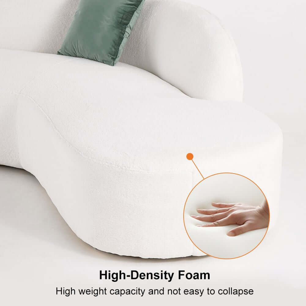 Modern Curved Boucle Sectional Sofa with Gold Metal Legs