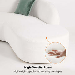 Modern Curved Boucle Sectional Sofa with Gold Metal Legs