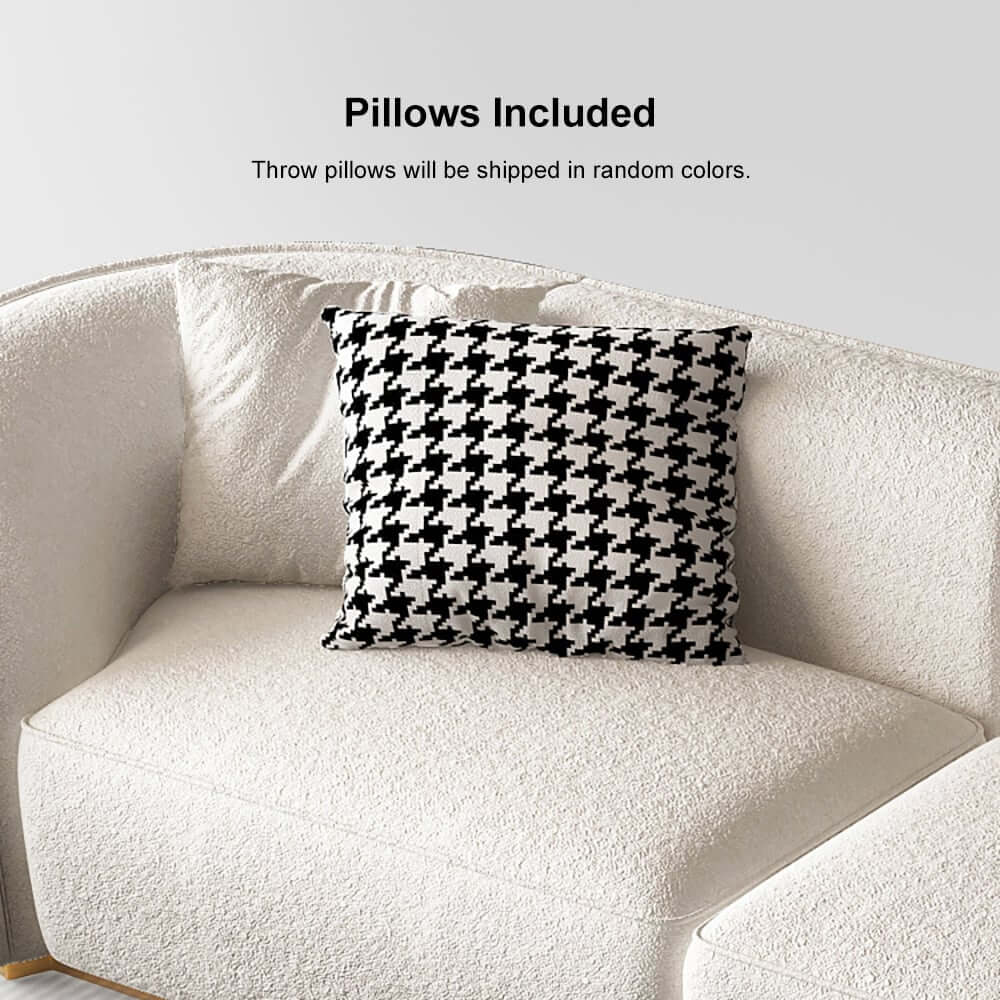 Modern Curved Boucle Sectional Sofa with Gold Metal Legs