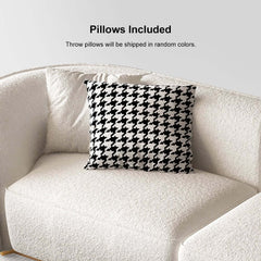 Modern Curved Boucle Sectional Sofa with Gold Metal Legs