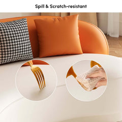 Modern Curved Leather Sofa, Armless Design, 3-Seater