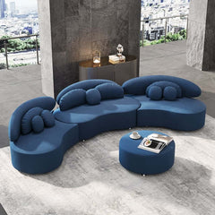 Modern Curved Modular Velvet Sectional Sofa With Ottoman